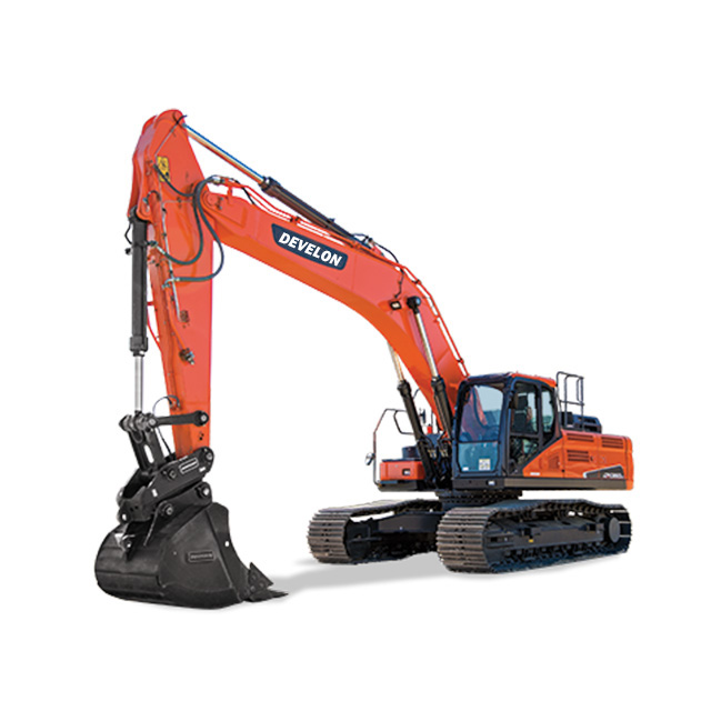 A Develon crawler excavator, a robust piece of Develon equipment from Doosan Develon. Also available: Develon wheel loader, Develon mini excavator, and Develon wheel excavator from Develon Doosan.