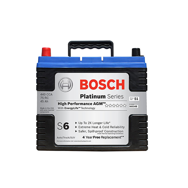 Bosch S6 Platinum Series AGM battery for sale. Get the best Bosch AGM battery price. This high-performance Bosch AGM batteries model is ideal for autos, trucks, and SUVs.