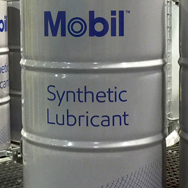 Mobil synthetic lubricant barrel. We supply Mobil industrial gear oil, Mobil industrial grease, and Mobil industrial oil, along with other heavy equipment spare parts.