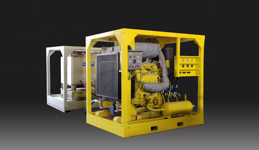 Yellow and white hydraulic power units on a dark background. Keywords: hydraulic repair service near me, hydraulic equipment supply, hydraulic fittings, hydraulic equipment supplier, hydraulic equipment manufacturer.